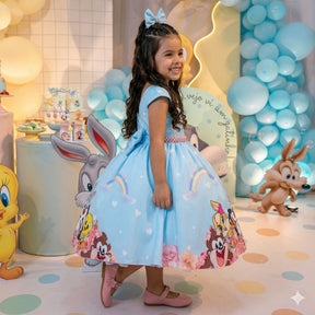 Vestido Ysa Kids Looney Tunes Baby Azul Bebe - Leveza e Elegância para Meninas | Bebeloo Kids