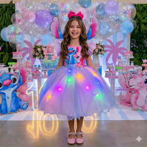 Vestido Tematicos Ysa Kids Lilo Stitch Rosa Bebe com Led - Leveza e Elegância para Meninas | Bebeloo Kids