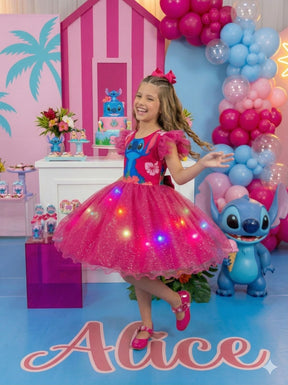 Vestido Tematicos Ysa Kids Lilo Stitch Pink com Led - Leveza e Elegância para Meninas | Bebeloo Kids