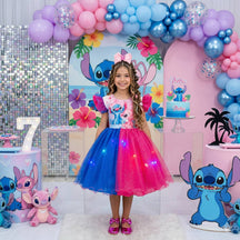 Vestido Tematicos Ysa Kids Lilo Stitch Pink e Azul com Led - Leveza e Elegância para Meninas | Bebeloo Kids
