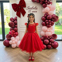 Vestido Mini Miss Isabela Vermelho - Leveza e Elegância para Meninas | Bebeloo Kids