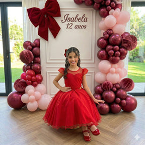 Vestido Mini Miss Isabela Vermelho - Leveza e Elegância para Meninas | Bebeloo Kids