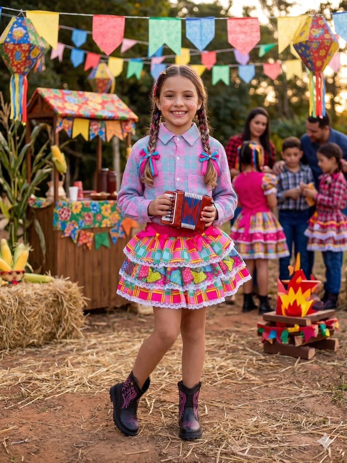 Saia Mini Miss Junino Magia do Sertão - Delicadeza e Feminilidade para Meninas | Bebeloo Kids