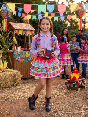 Saia Mini Miss Junino Magia do Sertão - Delicadeza e Feminilidade para Meninas | Bebeloo Kids