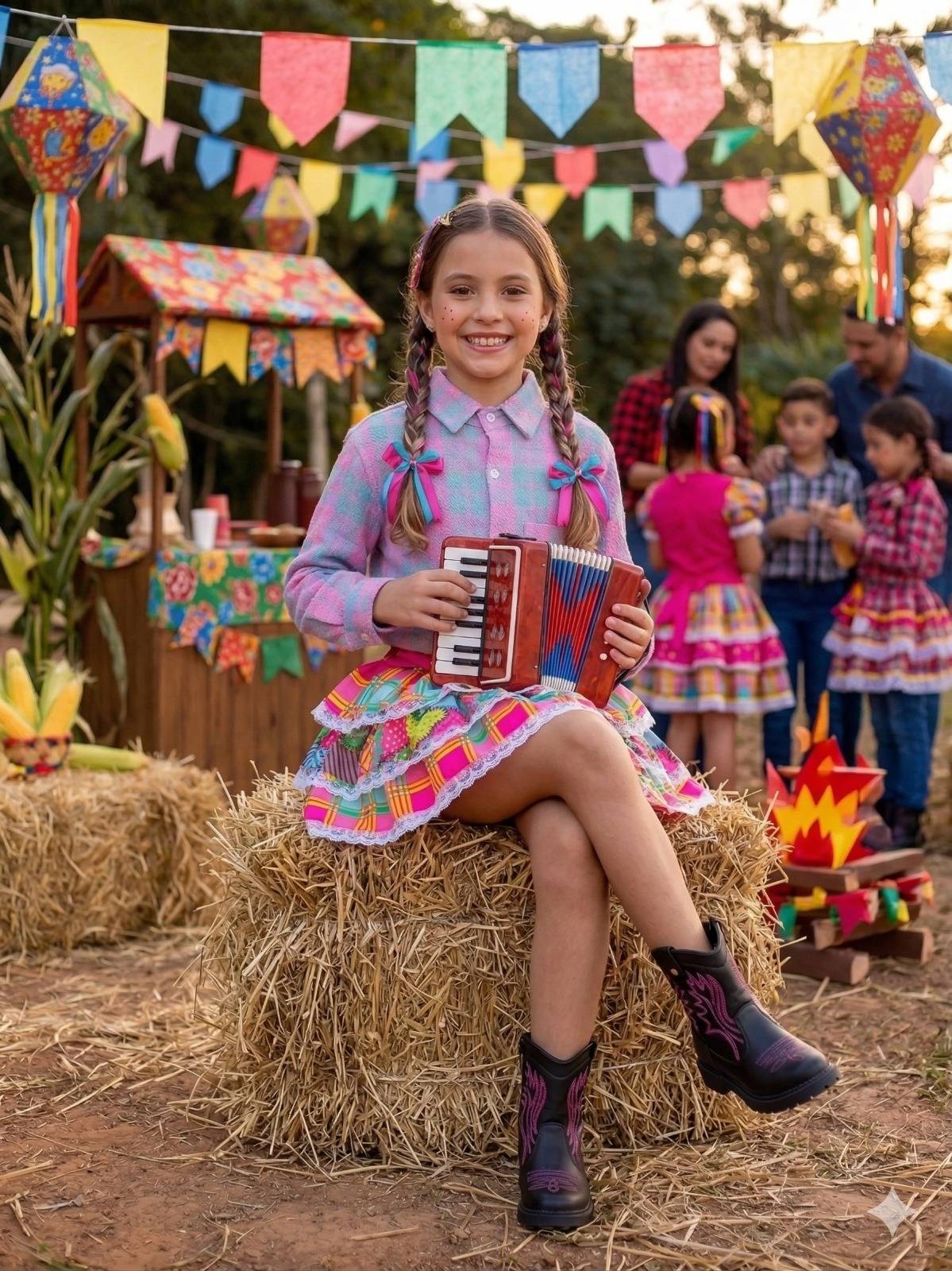 Saia Mini Miss Junino Magia do Sertão - Delicadeza e Feminilidade para Meninas | Bebeloo Kids