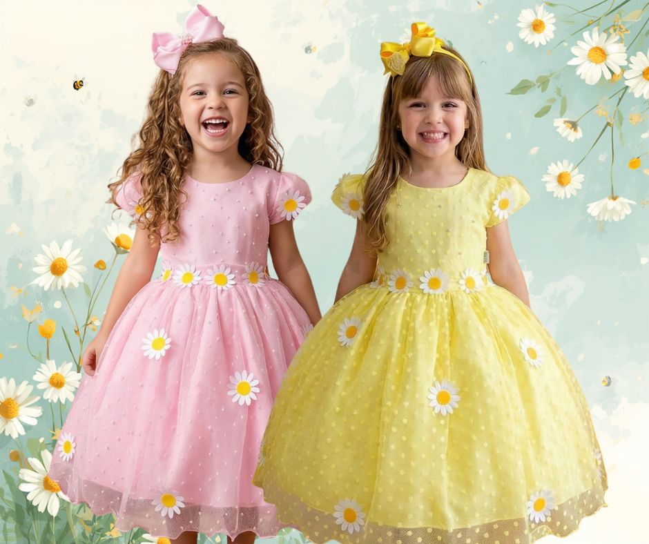 Vestido Marie Jardim Encantado Margaridas + Saiote - Leveza e Elegância para Meninas | Bebeloo Kids
