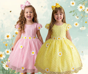 Vestido Marie Jardim Encantado Margaridas - Leveza e Elegância para Meninas | Bebeloo Kids