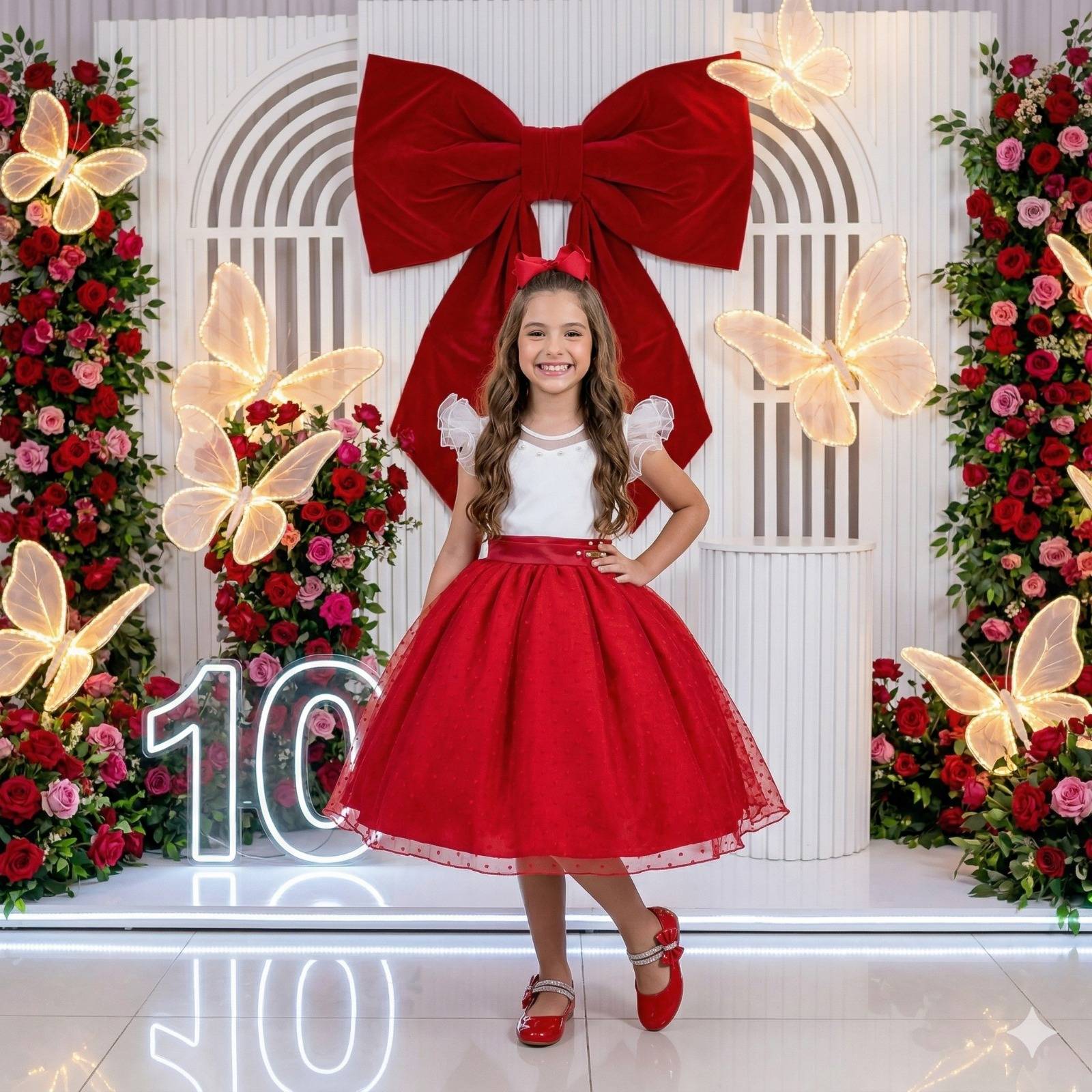 Vestido Mini Miss Betani Vermelho - Leveza e Elegância para Meninas | Bebeloo Kids