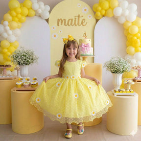 Vestido Marie Jardim Encantado Margaridas Amarelo