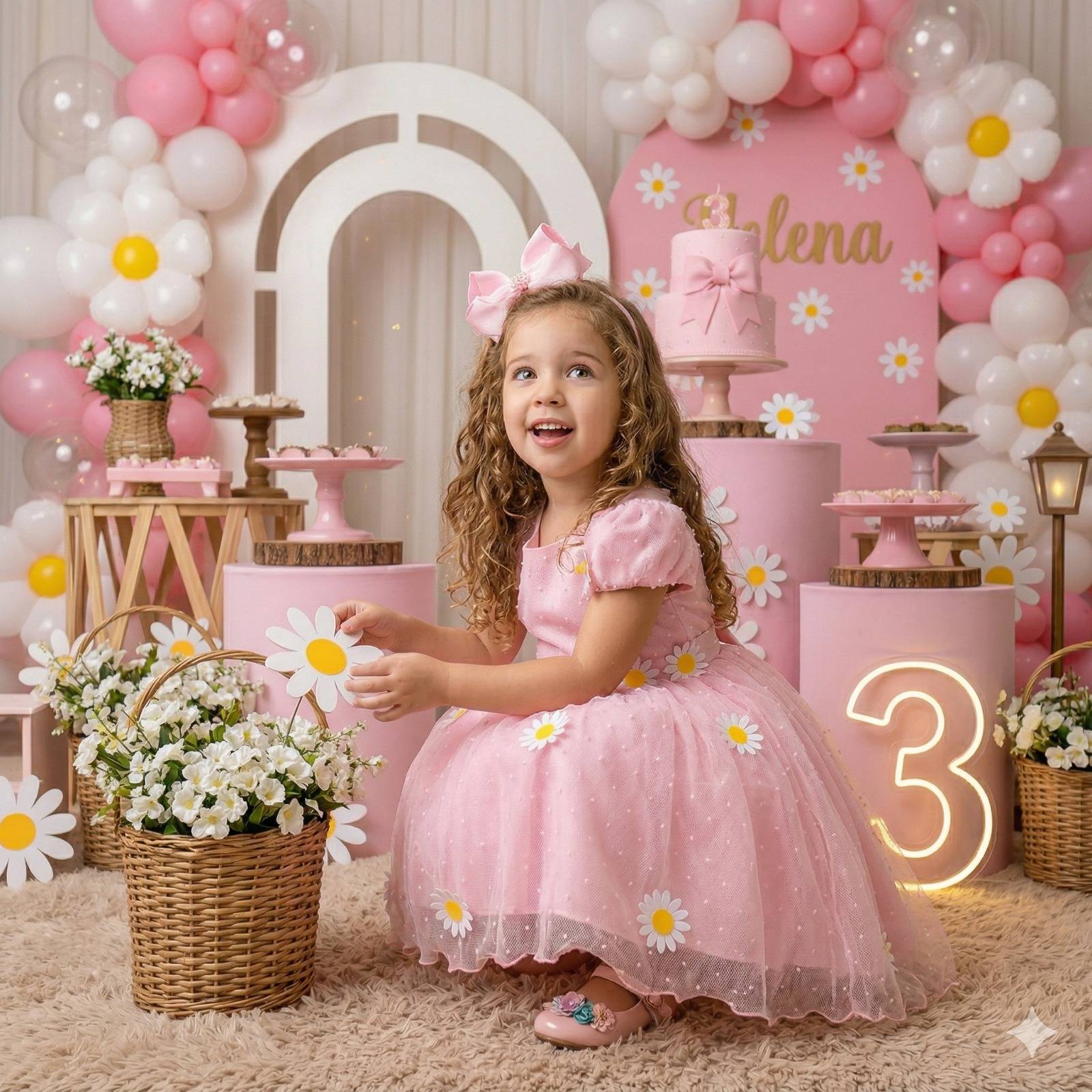 Vestido Marie Jardim Encantado Margaridas Rosa Bebe - Leveza e Elegância para Meninas | Bebeloo Kids
