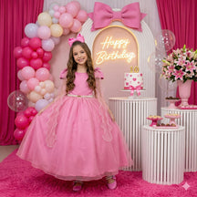 Vestido Banana Club Longo Diamante Rosa Chiclete - Leveza e Elegância para Meninas | Bebeloo Kids