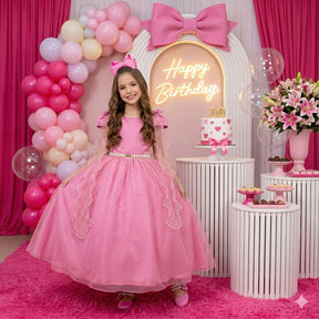 Vestido Banana Club Longo Diamante Rosa Chiclete - Leveza e Elegância para Meninas | Bebeloo Kids