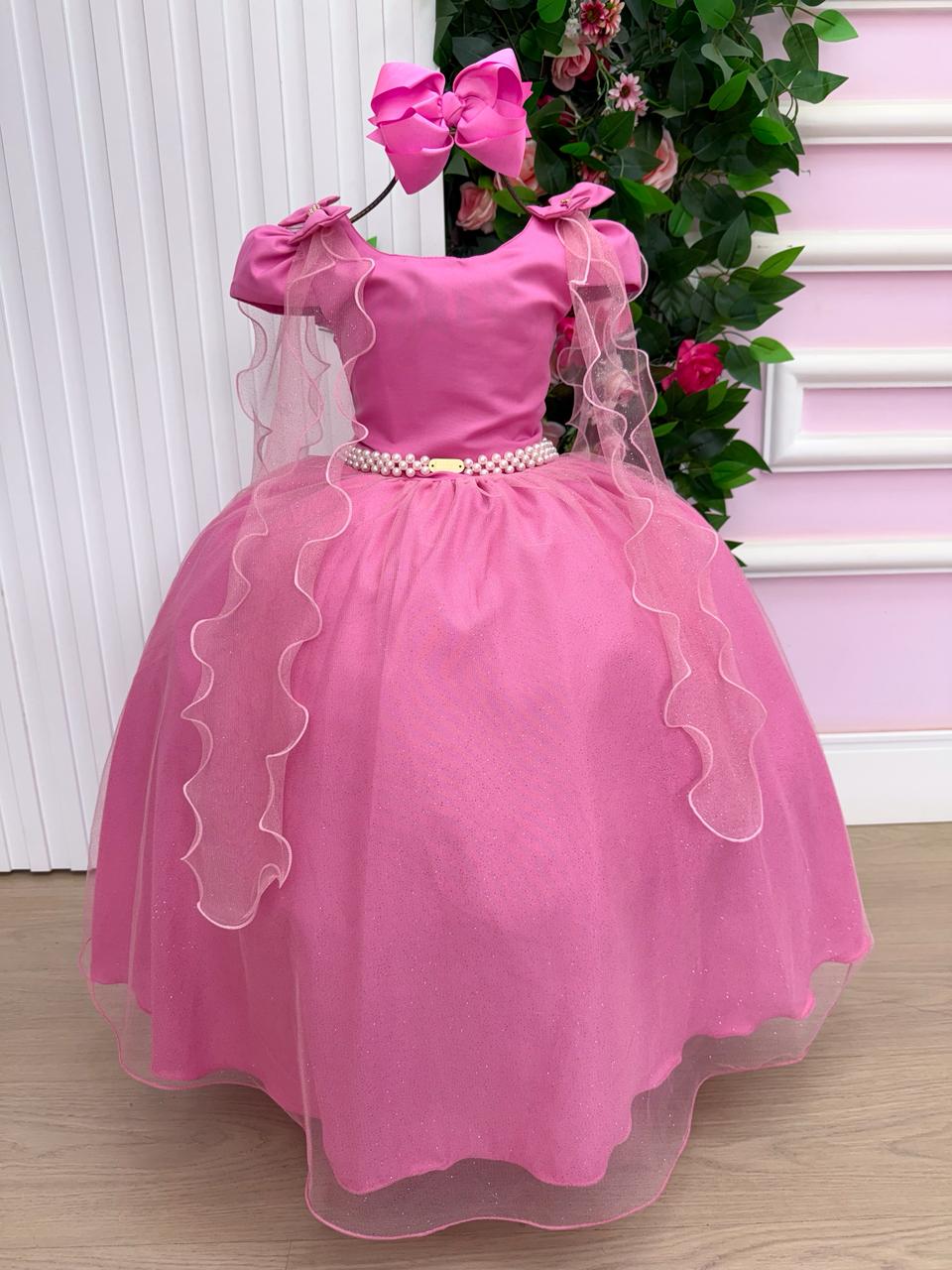 Vestido Banana Club Longo Diamante Rosa Chiclete - Leveza e Elegância para Meninas | Bebeloo Kids