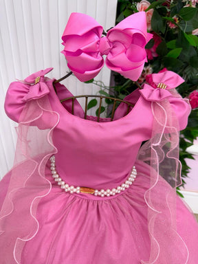 Vestido Banana Club Longo Diamante Rosa Chiclete - Leveza e Elegância para Meninas | Bebeloo Kids