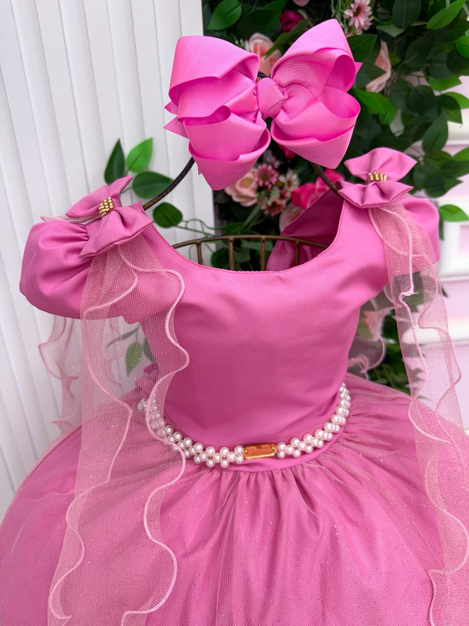Vestido Banana Club Longo Diamante Rosa Chiclete - Leveza e Elegância para Meninas | Bebeloo Kids