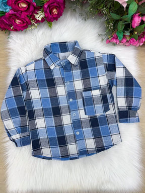 Camisa Flanelada Xadrez Junina James Azul - Elegância e Conforto para os Pequenos | Bebeloo Kids