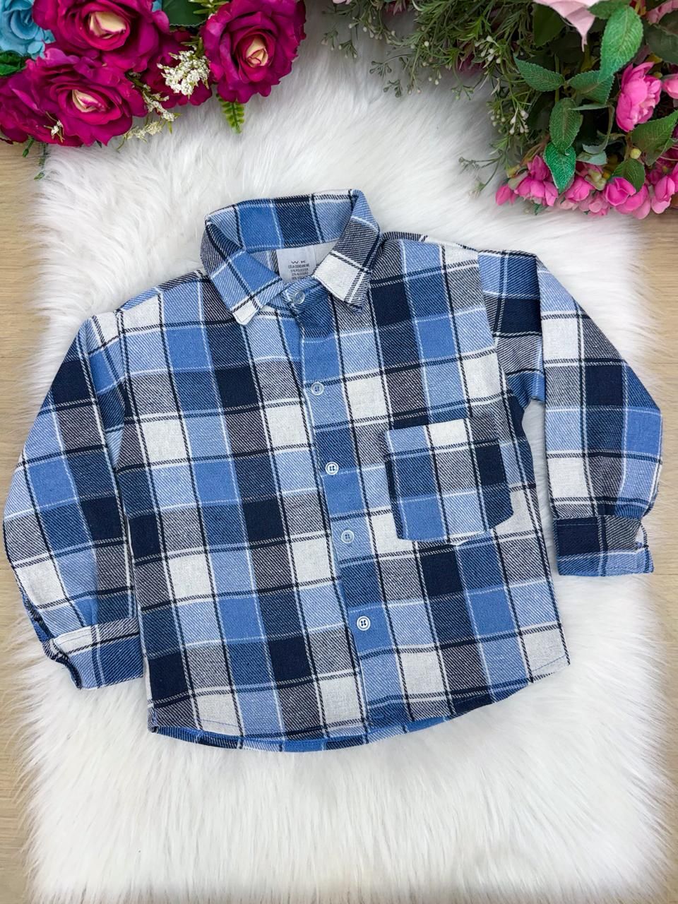 Camisa Flanelada Xadrez Junina James Azul - Elegância e Conforto para os Pequenos | Bebeloo Kids