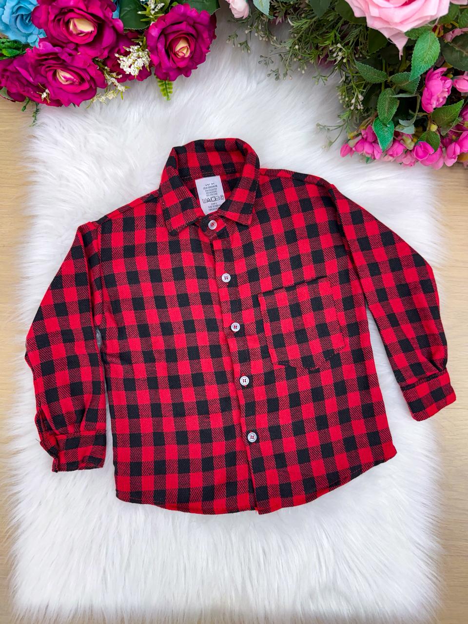 Camisa Flanelada Xadrez Junina Jason Vermelho - Elegância e Conforto para os Pequenos | Bebeloo Kids