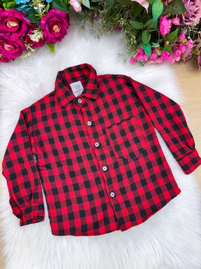 Camisa Flanelada Xadrez Junina Jason Vermelho - Elegância e Conforto para os Pequenos | Bebeloo Kids