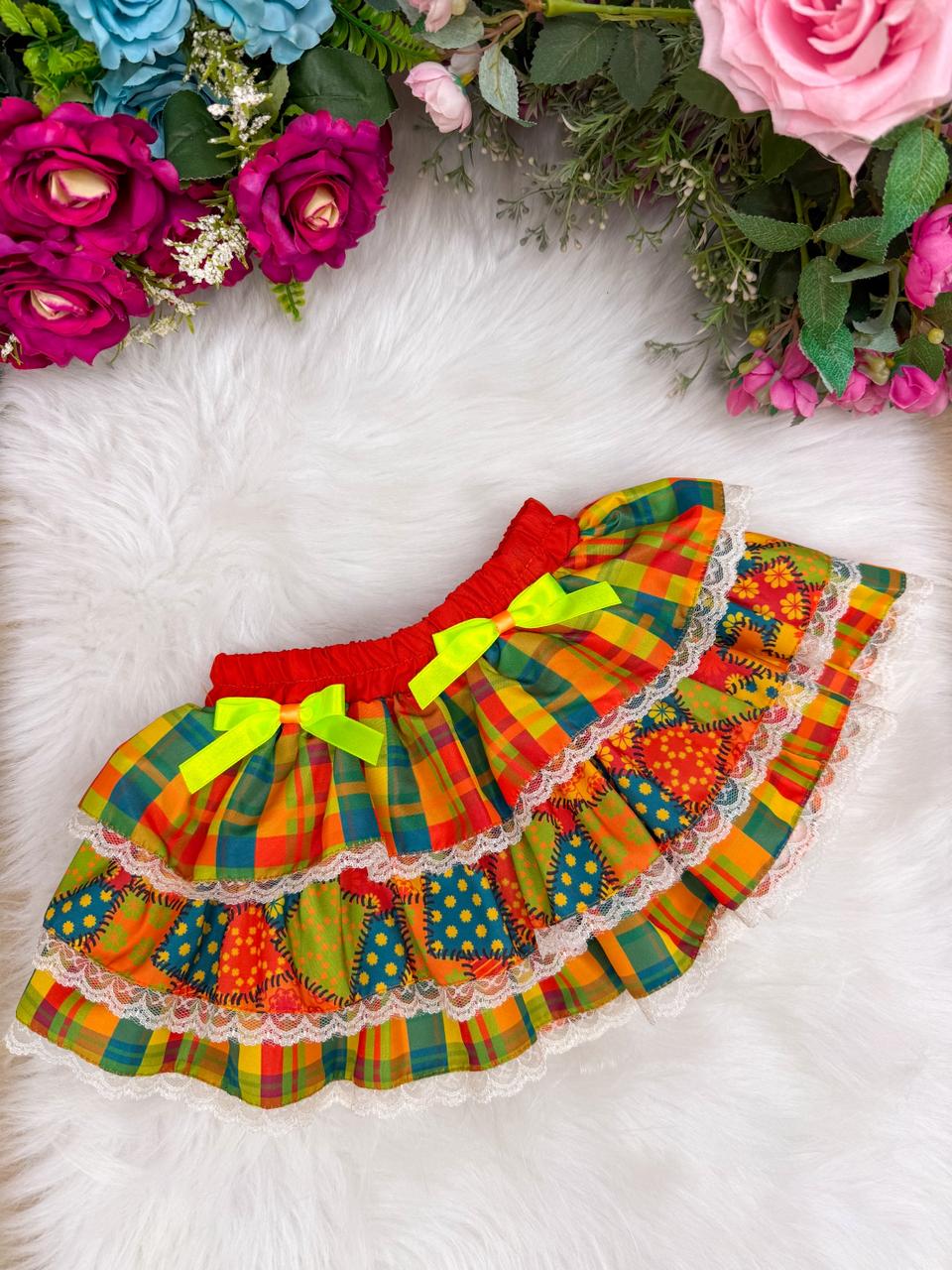Saia Mini Miss Junino Estrela do Sertão Laranja - Delicadeza e Feminilidade para Meninas | Bebeloo Kids