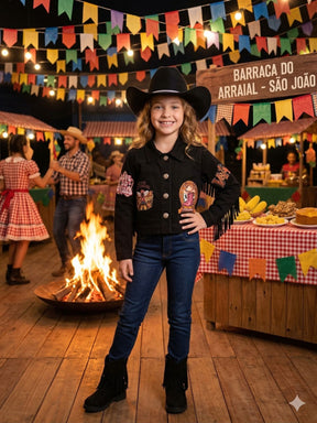 Jaqueta Blogueirinha Boiadeira Preto - Proteção com Estilo para os Pequenos | Bebeloo Kids