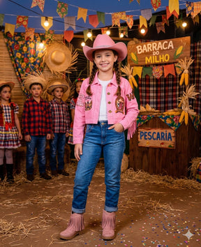 Jaqueta Blogueirinha Boiadeira Rosa - Proteção com Estilo para os Pequenos | Bebeloo Kids