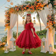 Vestido Bella Child Laize Vermelho Modelo 2 - Leveza e Elegância para Meninas | Bebeloo Kids