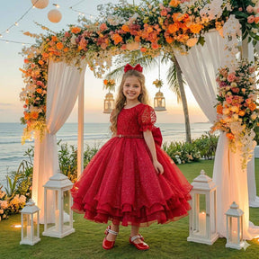 Vestido Bella Child Laize Vermelho Modelo 2 - Leveza e Elegância para Meninas | Bebeloo Kids