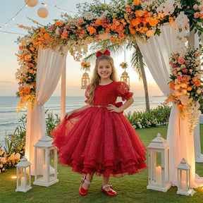 Vestido Bella Child Laize Vermelho Modelo 2 - Leveza e Elegância para Meninas | Bebeloo Kids