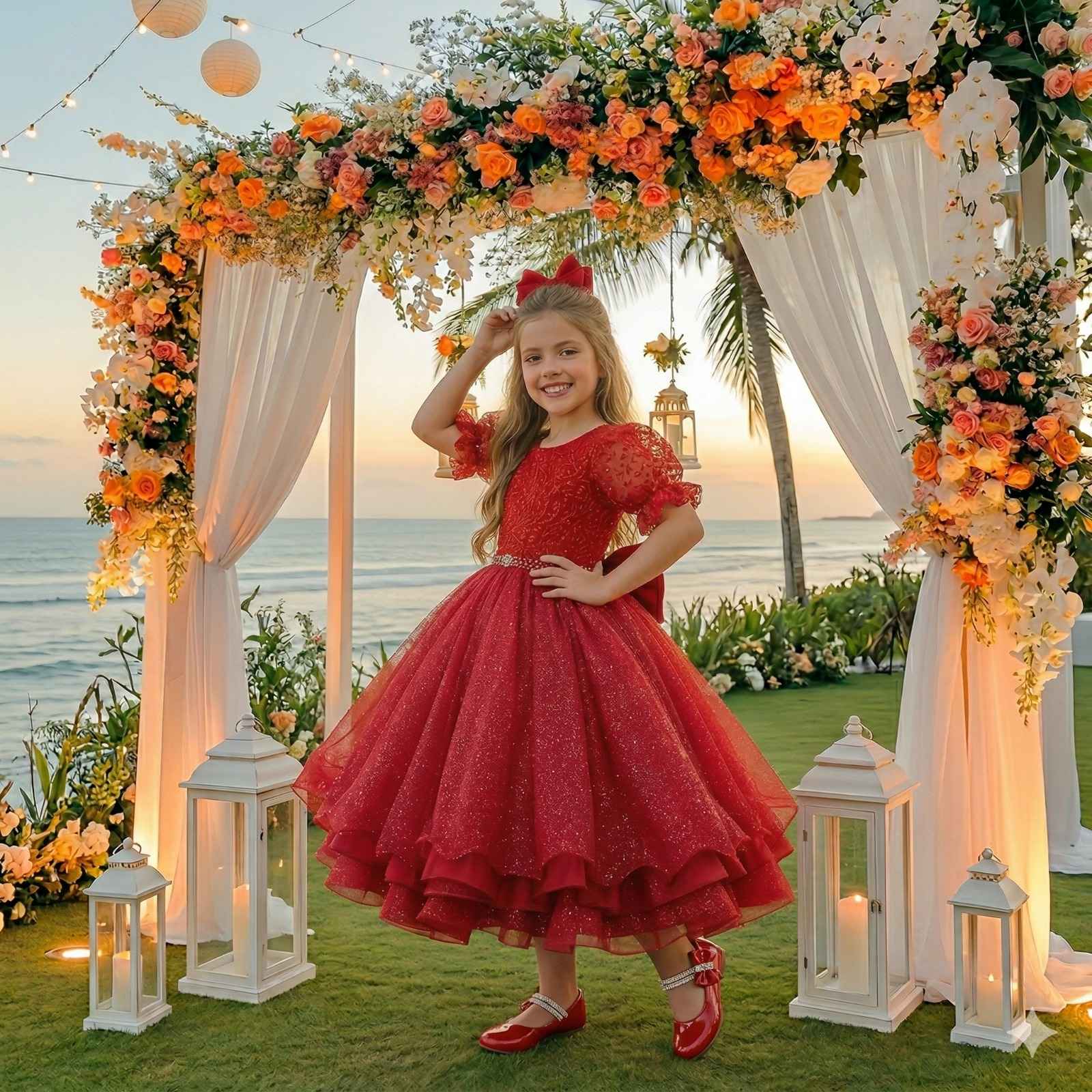 Vestido Bella Child Laize Vermelho Modelo 2 - Leveza e Elegância para Meninas | Bebeloo Kids