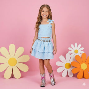Conjunto Blogueirinha Clarissa Azul Bebe - Estilo Delicado para o Dia a Dia | Bebeloo Kids