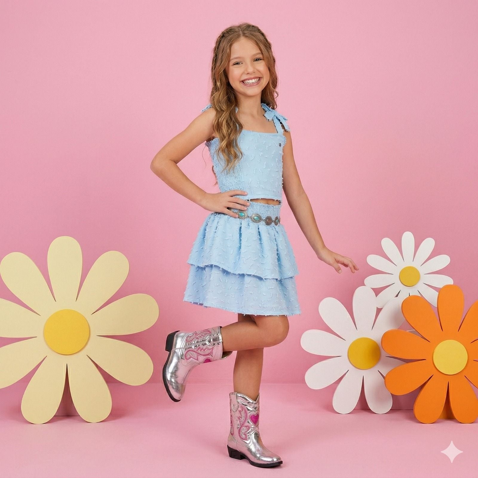 Conjunto Blogueirinha Clarissa Azul Bebe - Estilo Delicado para o Dia a Dia | Bebeloo Kids