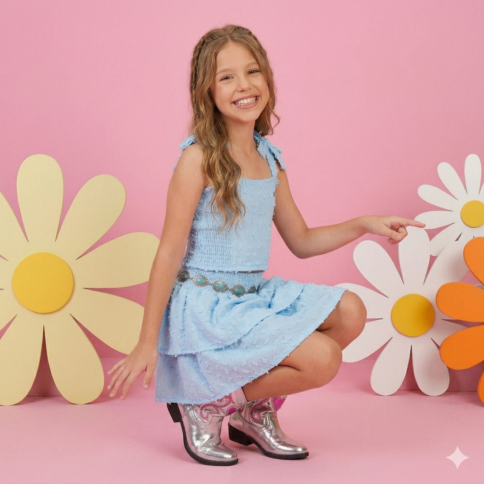 Conjunto Blogueirinha Clarissa Azul Bebe - Estilo Delicado para o Dia a Dia | Bebeloo Kids