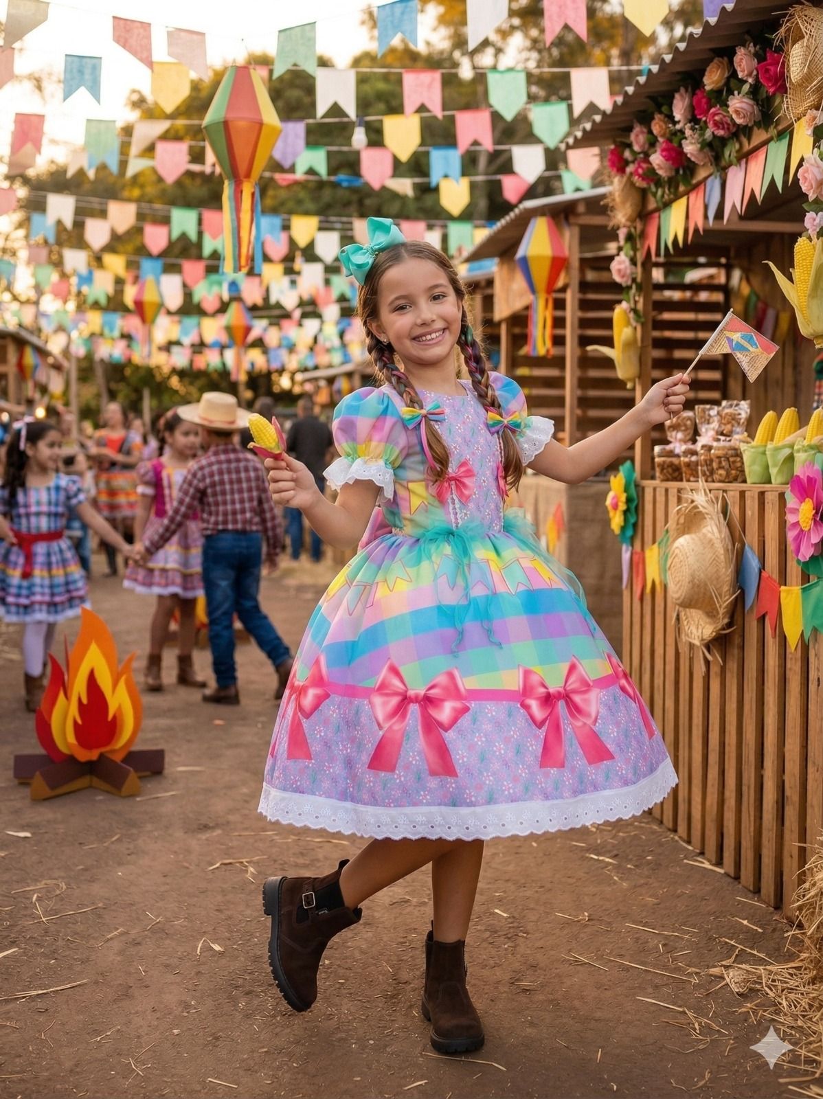 Vestido Marie Junino Luxo Arraiá da Paz - Leveza e Elegância para Meninas | Bebeloo Kids