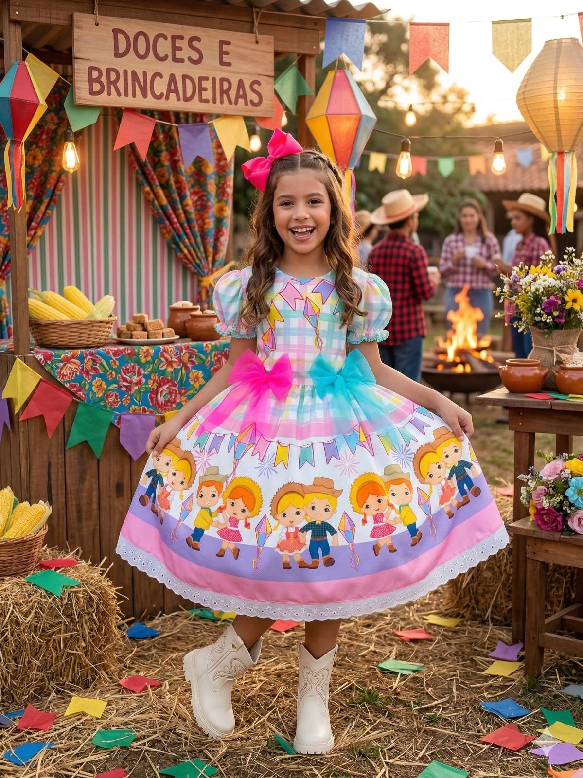 Vestido Marie Junino Luxo Quermesse das Cores - Leveza e Elegância para Meninas | Bebeloo Kids