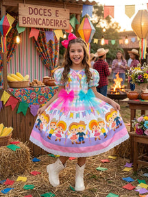 Vestido Marie Junino Luxo Quermesse das Cores - Leveza e Elegância para Meninas | Bebeloo Kids