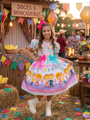 Vestido Marie Junino Luxo Quermesse das Cores - Leveza e Elegância para Meninas | Bebeloo Kids