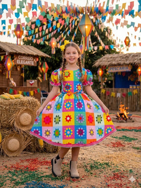 Vestido Marie Junino Luxo Quermesse Elegante Pink - Leveza e Elegância para Meninas | Bebeloo Kids