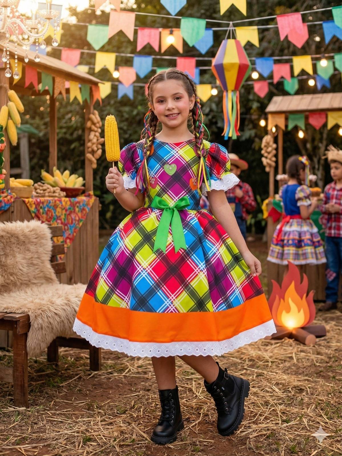 Vestido Marie Junino Luxo Quermesse do Luar - Leveza e Elegância para Meninas | Bebeloo Kids