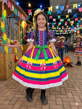 Vestido Marie Junino Luxo Arraiá da Farra - Leveza e Elegância para Meninas | Bebeloo Kids