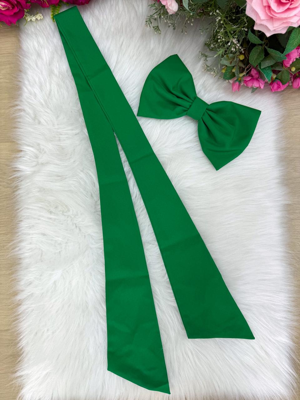Laço Opcional / Faixa Do Vestido Selena Verde Bandeira - Charme e Delicadeza para os Cabelos | Bebeloo Kids