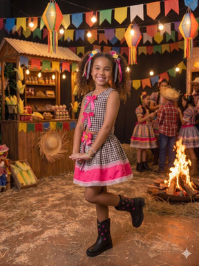 Conjunto Blogueirinha Junino Arraia da Alegria Preto - Estilo Delicado para o Dia a Dia | Bebeloo Kids