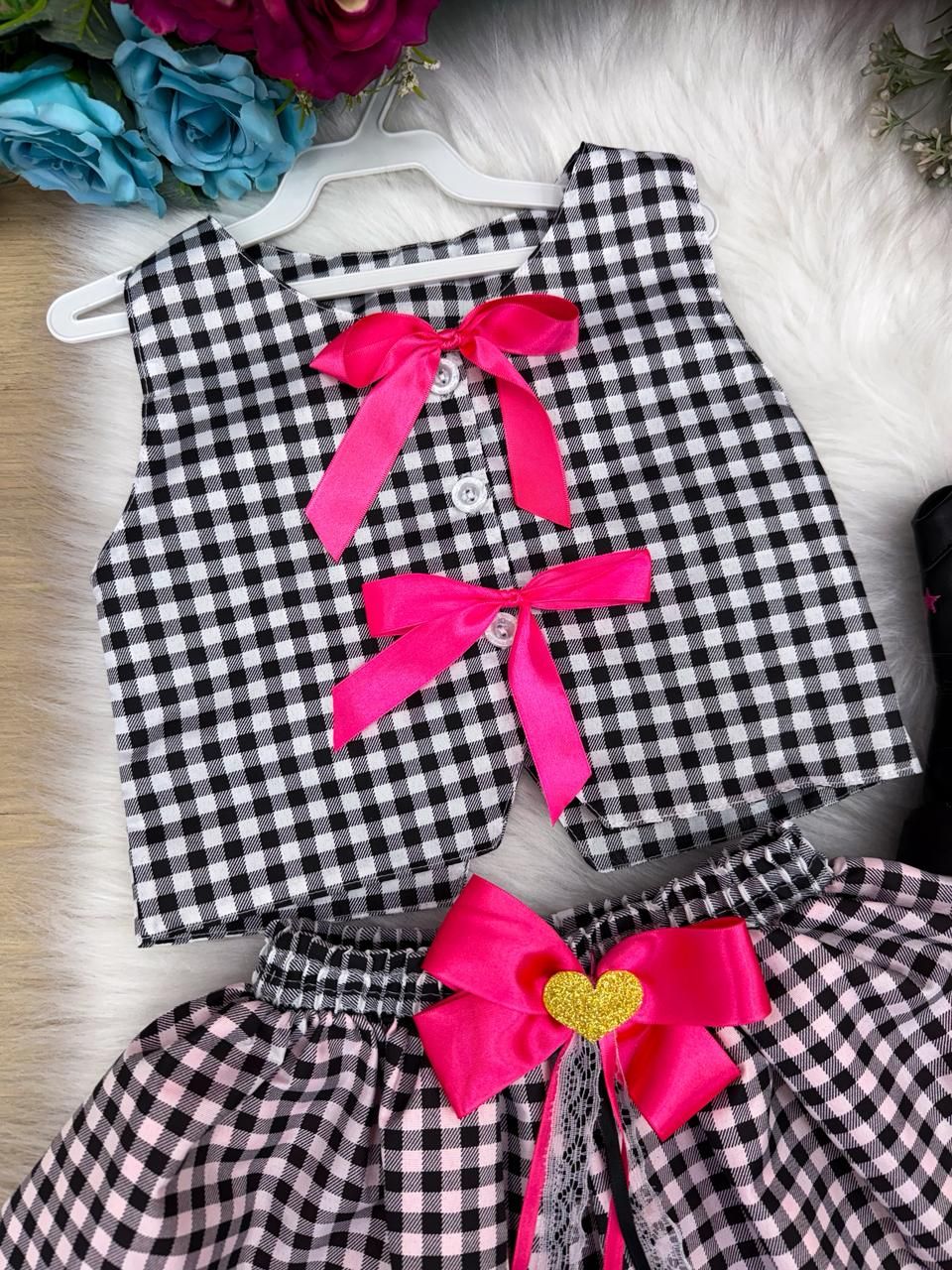 Conjunto Blogueirinha Junino Arraia da Alegria Preto - Estilo Delicado para o Dia a Dia | Bebeloo Kids
