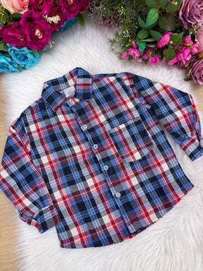Camisa Flanelada Xadrez Junina Jacson Azul - Elegância e Conforto para os Pequenos | Bebeloo Kids