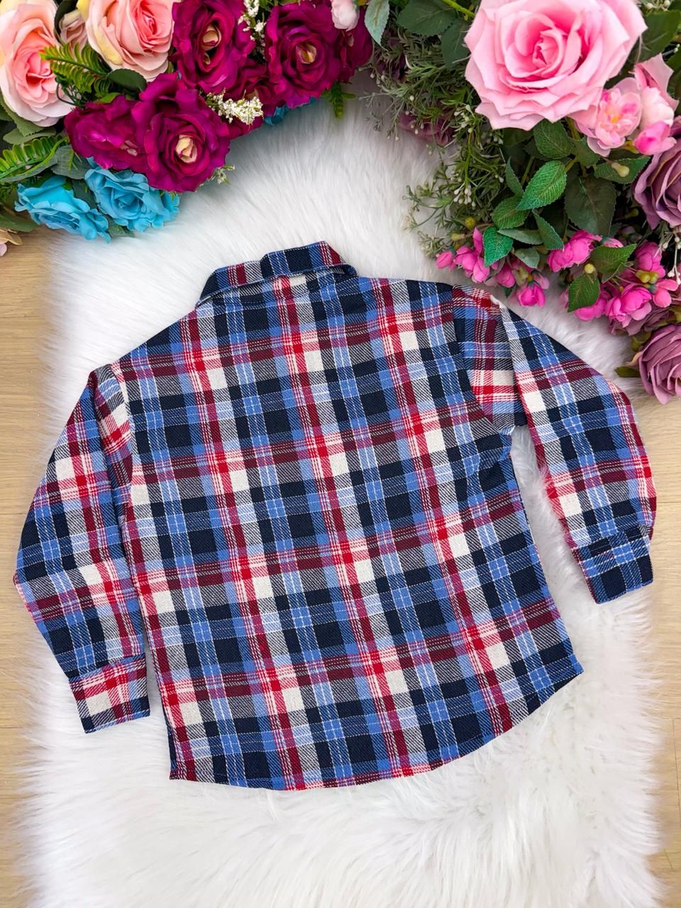 Camisa Flanelada Xadrez Junina Jacson Azul - Elegância e Conforto para os Pequenos | Bebeloo Kids