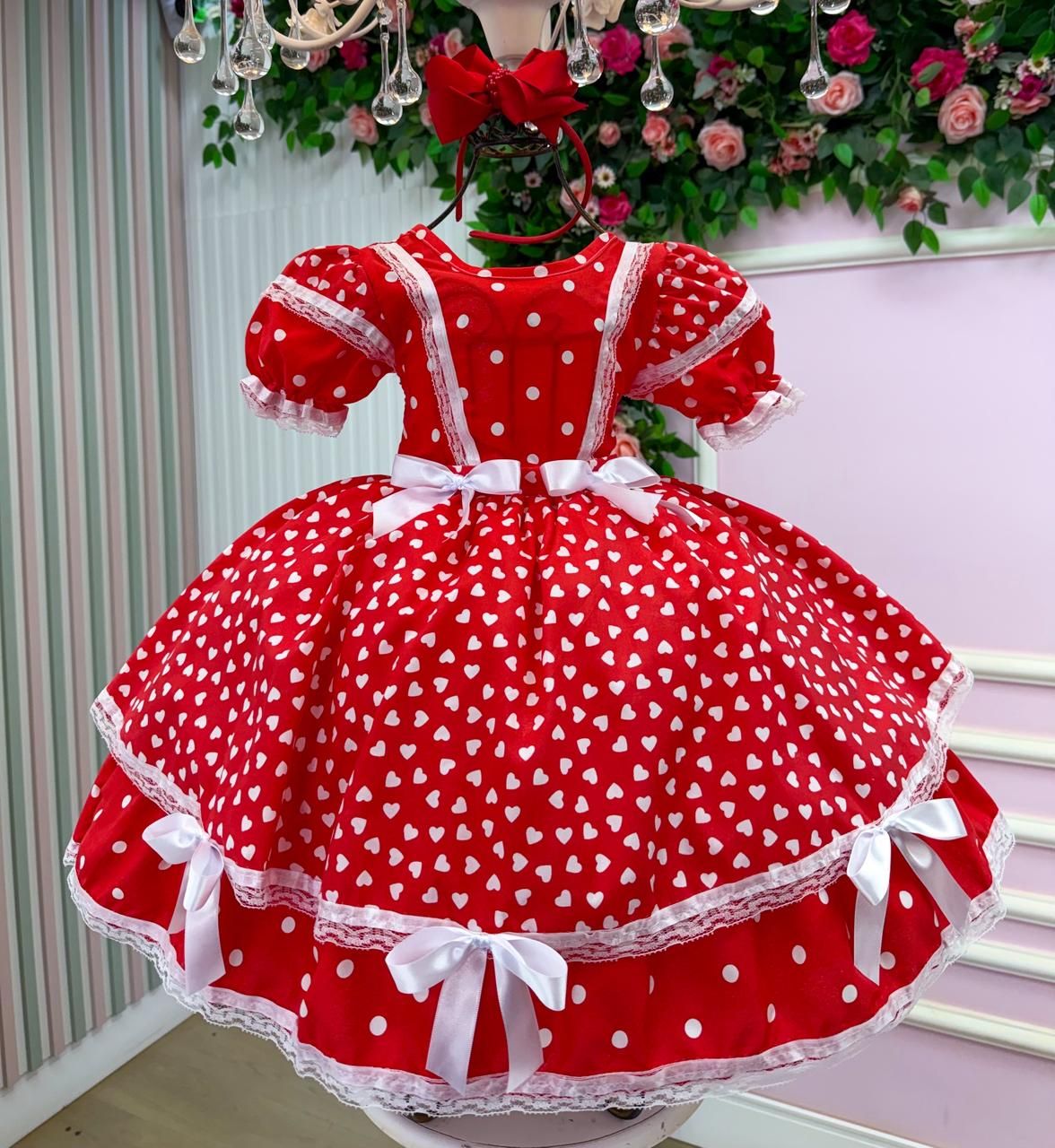 Vestido Junino Mimadine Luxo Larissa Vermelho - Leveza e Elegância para Meninas | Bebeloo Kids