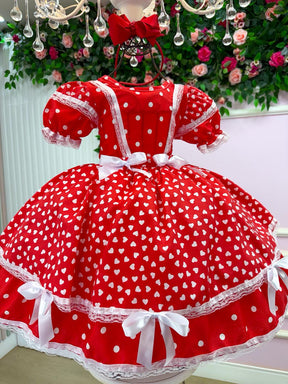 Vestido Junino Mimadine Luxo Larissa Vermelho - Leveza e Elegância para Meninas | Bebeloo Kids
