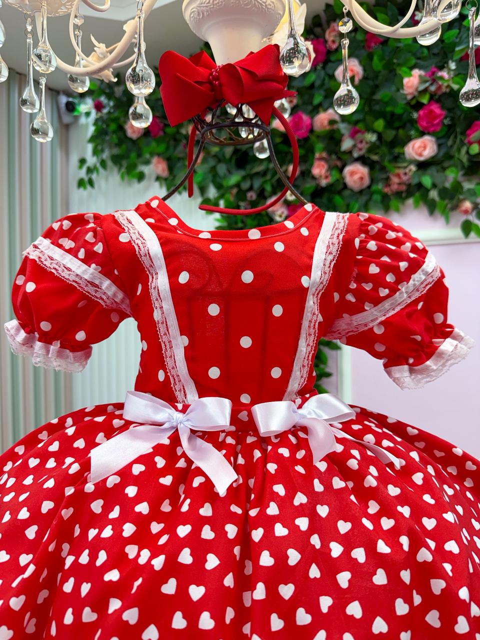 Vestido Junino Mimadine Luxo Larissa Vermelho - Leveza e Elegância para Meninas | Bebeloo Kids
