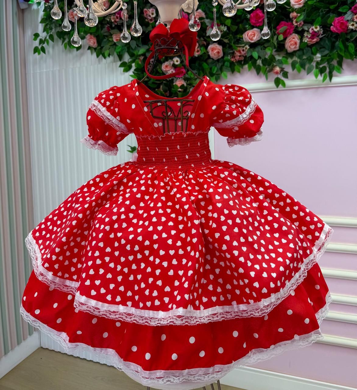 Vestido Junino Mimadine Luxo Larissa Vermelho - Leveza e Elegância para Meninas | Bebeloo Kids