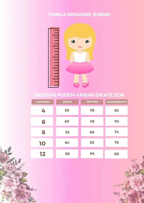 Vestido Junino Mimadine Luxo Larissa Vermelho - Leveza e Elegância para Meninas | Bebeloo Kids